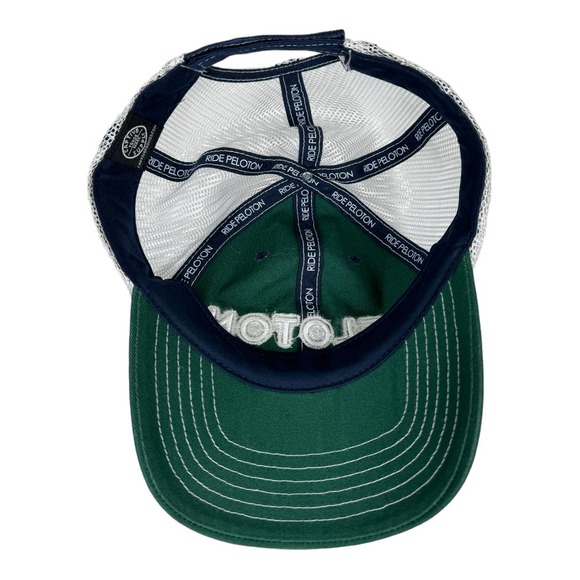 Peloton Green Navy Trucker Hat Adjustable Logo Spellout Mesh Spin Athleisure - Picture 6 of 7